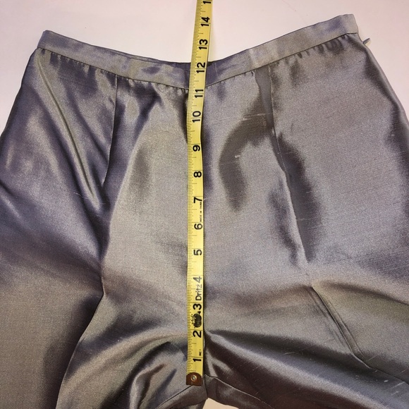 Vintage CARLISLE Silk Pantsuit Top Pants Belt Silver Gray (4) - Picture 12 of 17